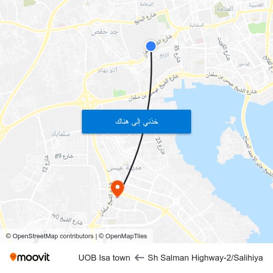 Sh Salman Highway-2/Salihiya to UOB Isa town map
