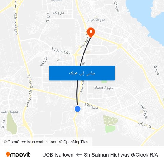 Sh Salman Highway-6/Clock R/A to UOB Isa town map