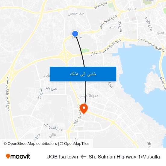Sh. Salman Highway-1/Musalla to UOB Isa town map