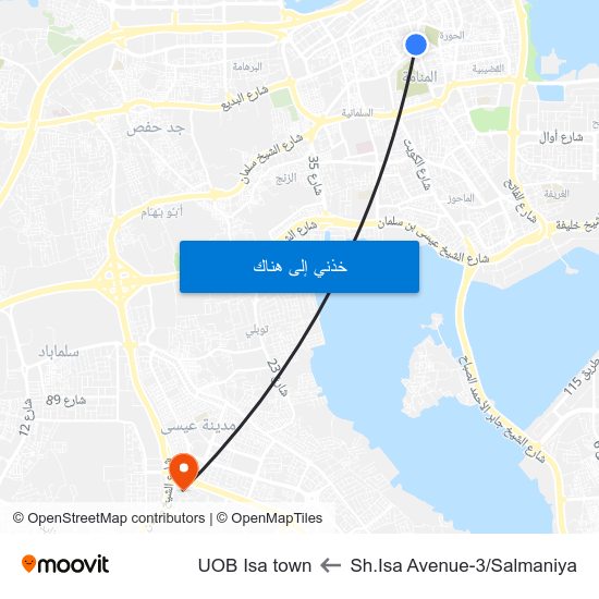 Sh.Isa Avenue-3/Salmaniya to UOB Isa town map
