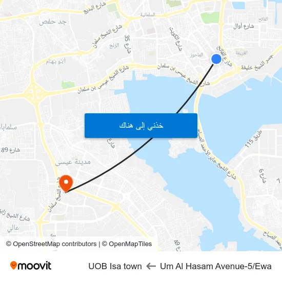 Um Al Hasam Avenue-5/Ewa to UOB Isa town map