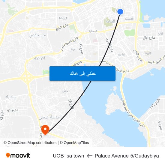 Palace Avenue-5/Gudaybiya to UOB Isa town map