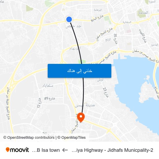 Budaiya Highway - Jidhafs Municpality-2 to UOB Isa town map