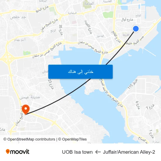 Juffair/American Alley-2 to UOB Isa town map