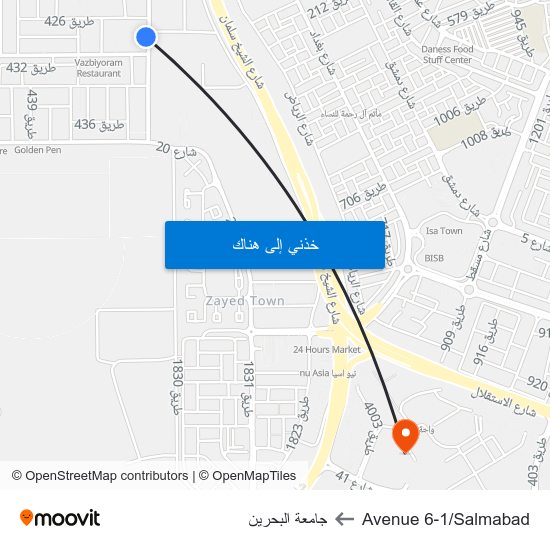 Avenue 6-1/Salmabad to جامعة البحرين map