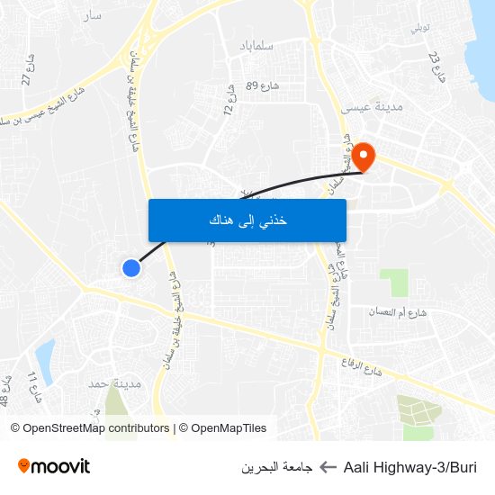 Aali Highway-3/Buri to جامعة البحرين map