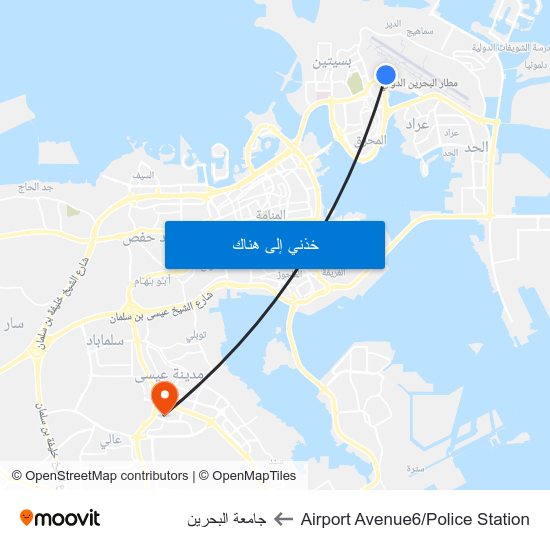 Airport Avenue6/Police Station to جامعة البحرين map