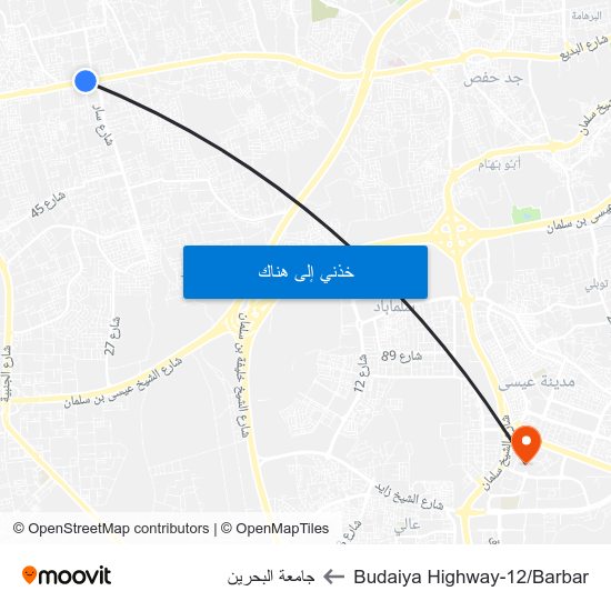 Budaiya Highway-12/Barbar to جامعة البحرين map