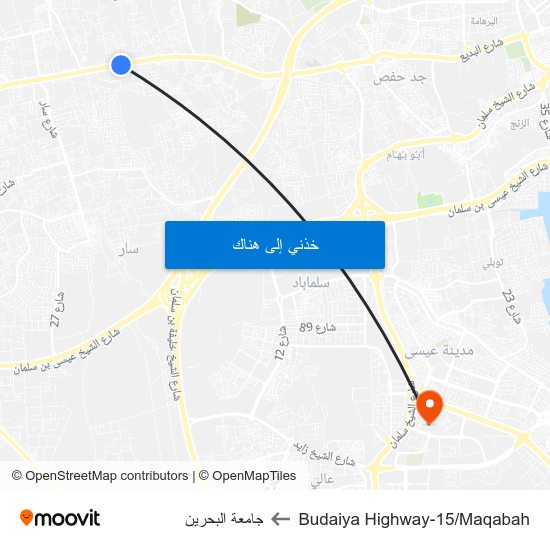 Budaiya Highway-15/Maqabah to جامعة البحرين map