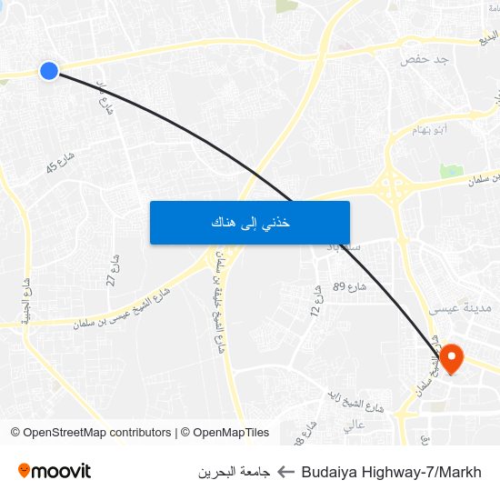 Budaiya Highway-7/Markh to جامعة البحرين map
