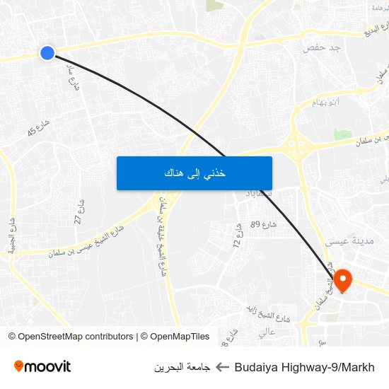 Budaiya Highway-9/Markh to جامعة البحرين map