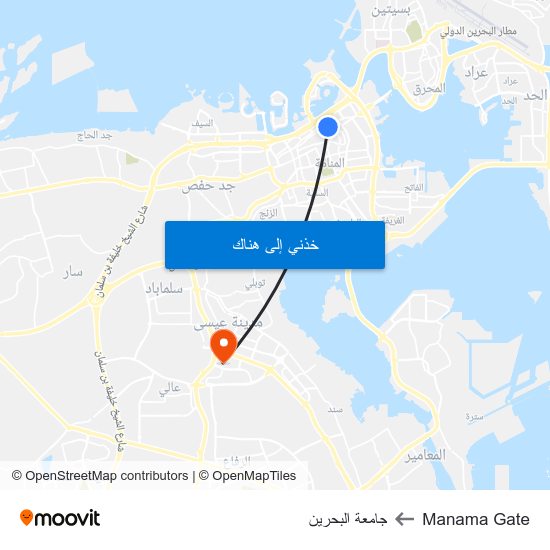 Manama Gate to جامعة البحرين map