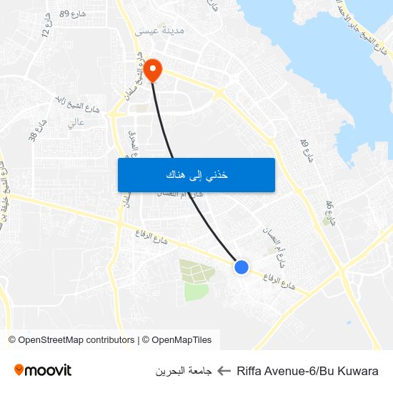 Riffa Avenue-6/Bu Kuwara to جامعة البحرين map