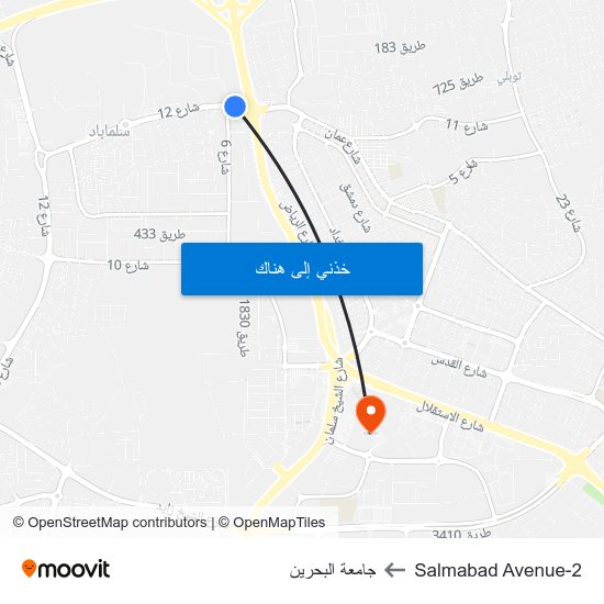 Salmabad Avenue-2 to جامعة البحرين map