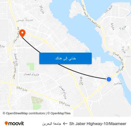 Sh Jaber Highway-10/Maameer to جامعة البحرين map
