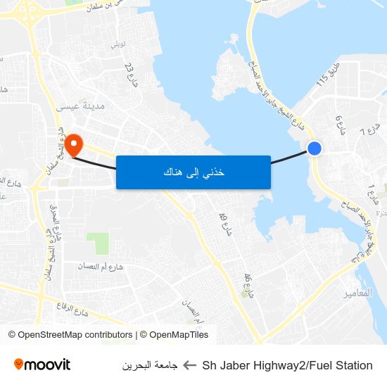 Sh Jaber Highway2/Fuel Station to جامعة البحرين map