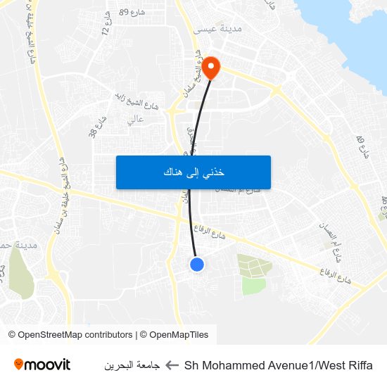 Sh Mohammed Avenue1/West Riffa to جامعة البحرين map