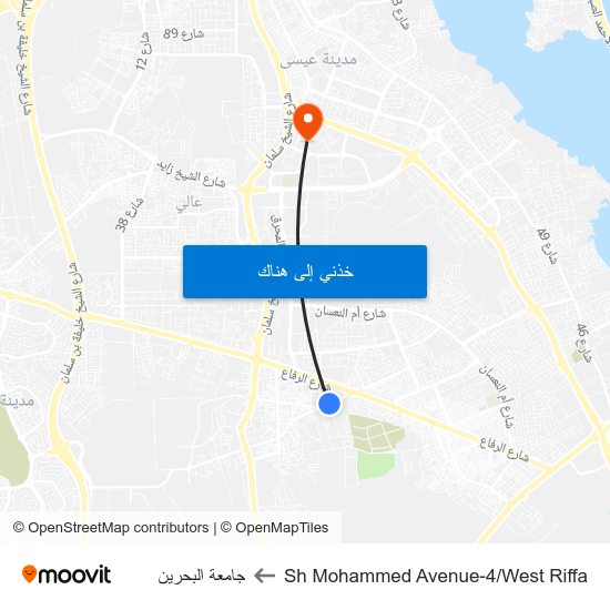 Sh Mohammed Avenue-4/West Riffa to جامعة البحرين map