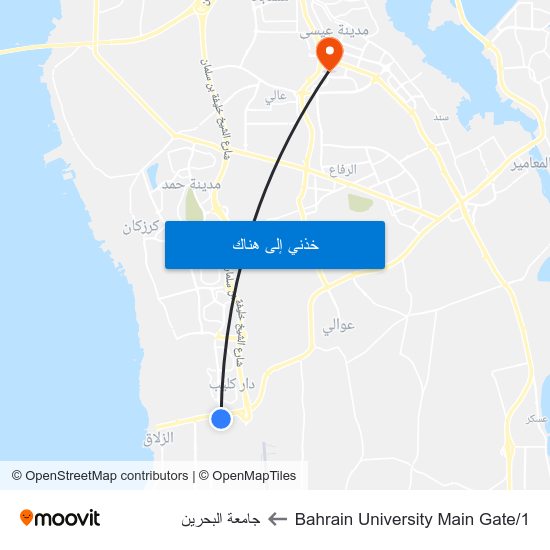 Bahrain University Main Gate/1 to جامعة البحرين map