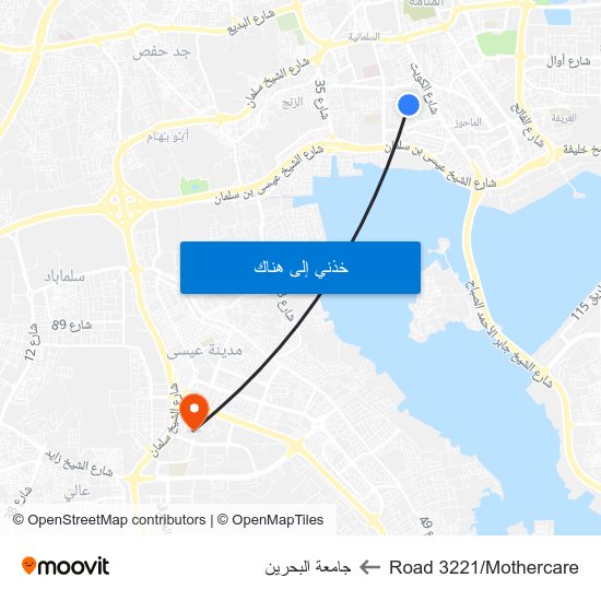 Road 3221/Mothercare to جامعة البحرين map