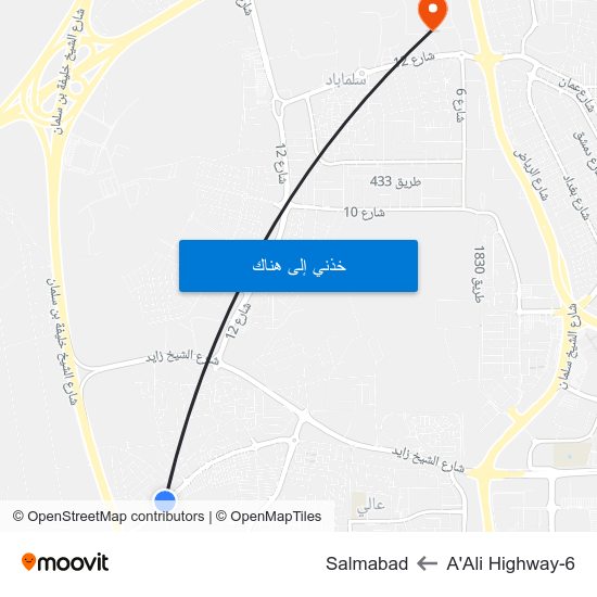 A'Ali Highway-6 to Salmabad map