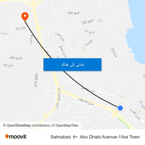 Abu Dhabi Avenue-1/Isa Town to Salmabad map
