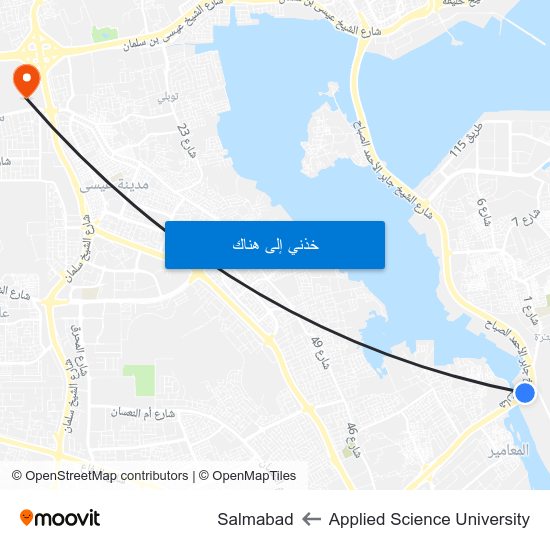 Applied Science University to Salmabad map