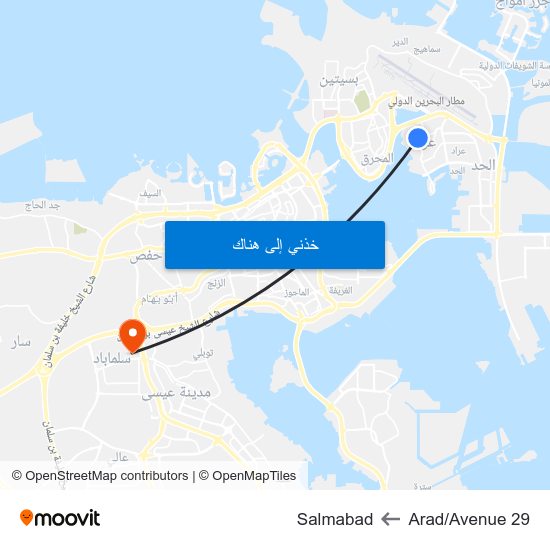 Arad/Avenue 29 to Salmabad map