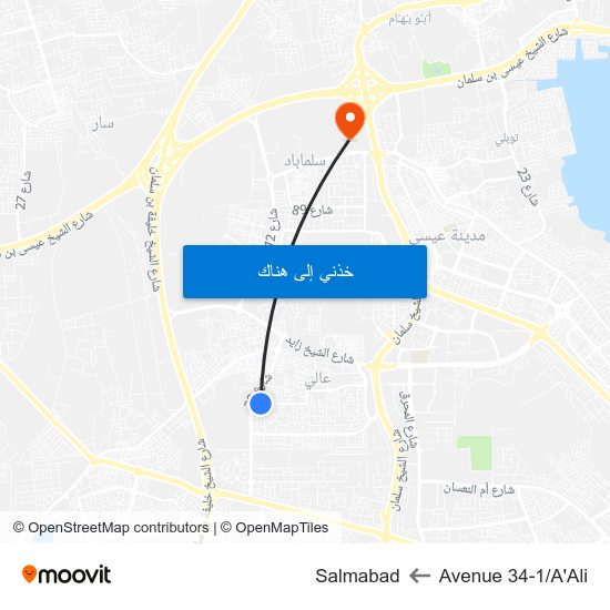 Avenue 34-1/A'Ali to Salmabad map