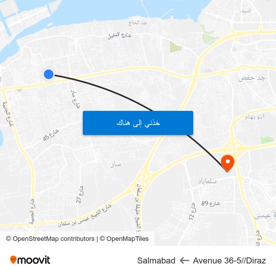 Avenue 36-5//Diraz to Salmabad map