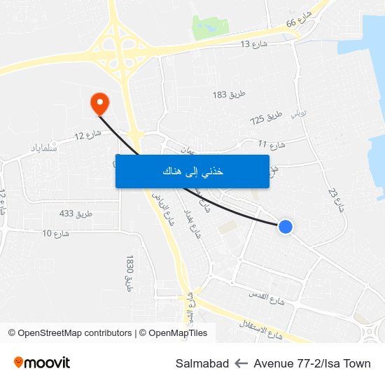 Avenue 77-2/Isa Town to Salmabad map