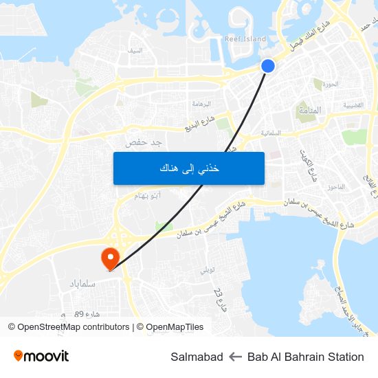 Bab Al Bahrain Station to Salmabad map