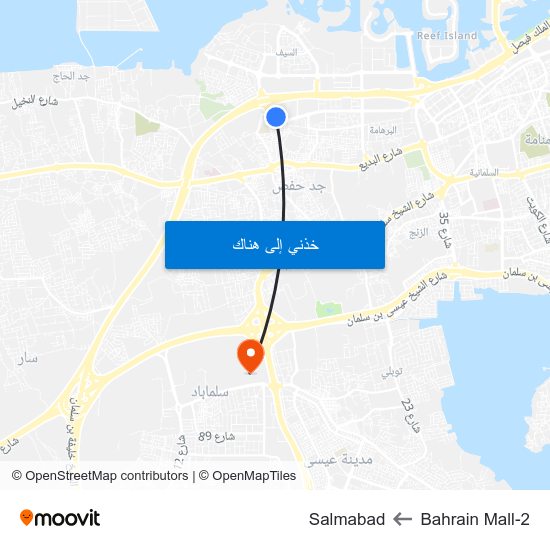 Bahrain Mall-2 to Salmabad map