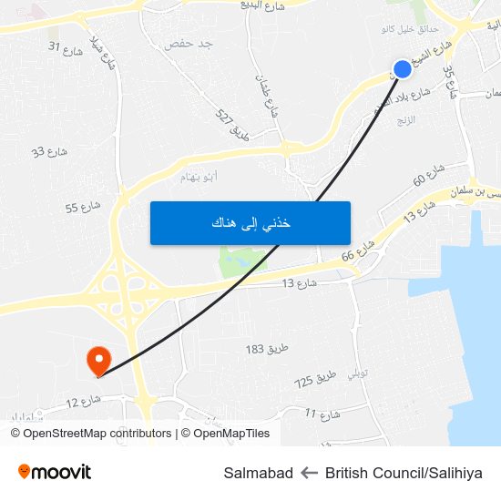 British Council/Salihiya to Salmabad map