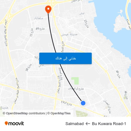 Bu Kuwara Road-1 to Salmabad map