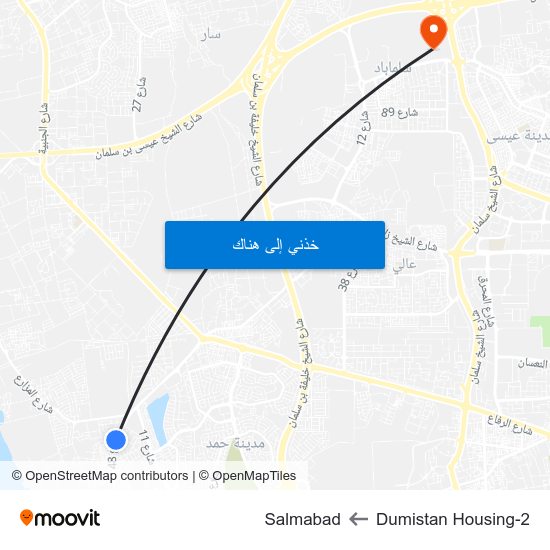 Dumistan Housing-2 to Salmabad map