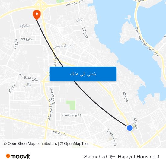 Hajeyat Housing-1 to Salmabad map