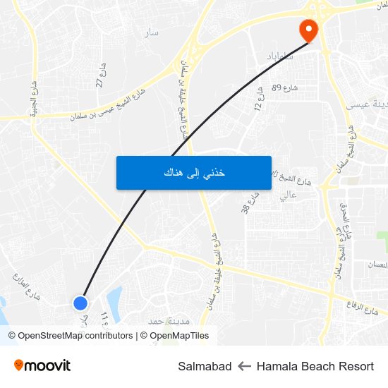 Hamala Beach Resort to Salmabad map