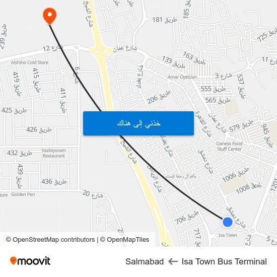 Isa Town Bus Terminal to Salmabad map