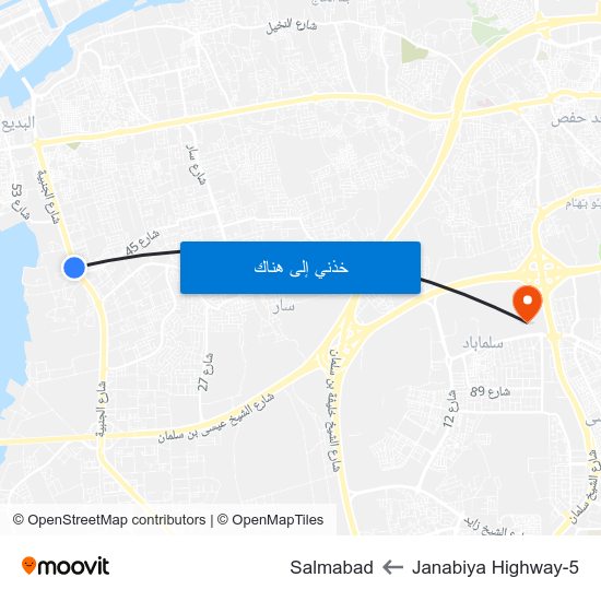 Janabiya Highway-5 to Salmabad map