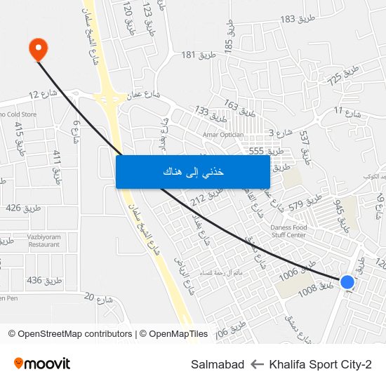Khalifa Sport City-2 to Salmabad map