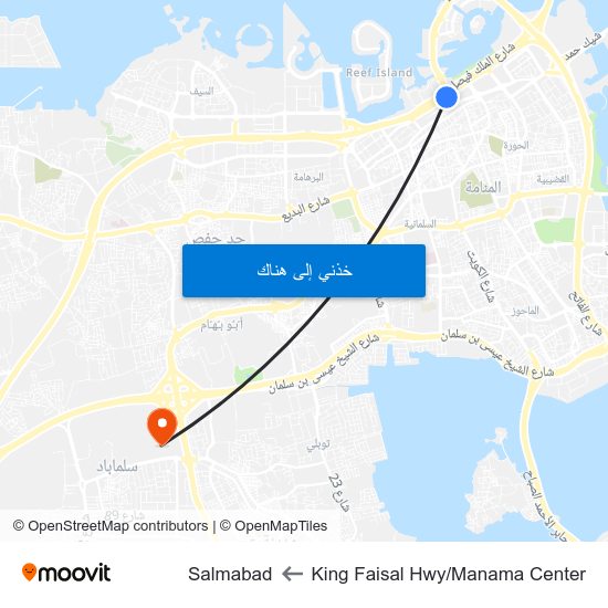 King Faisal Hwy/Manama Center to Salmabad map