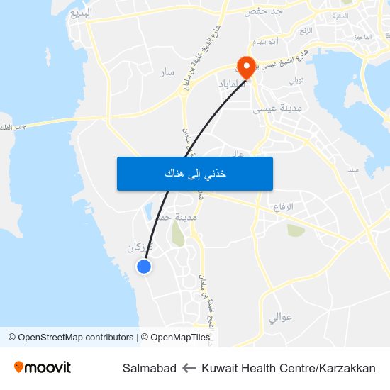 Kuwait Health Centre/Karzakkan to Salmabad map