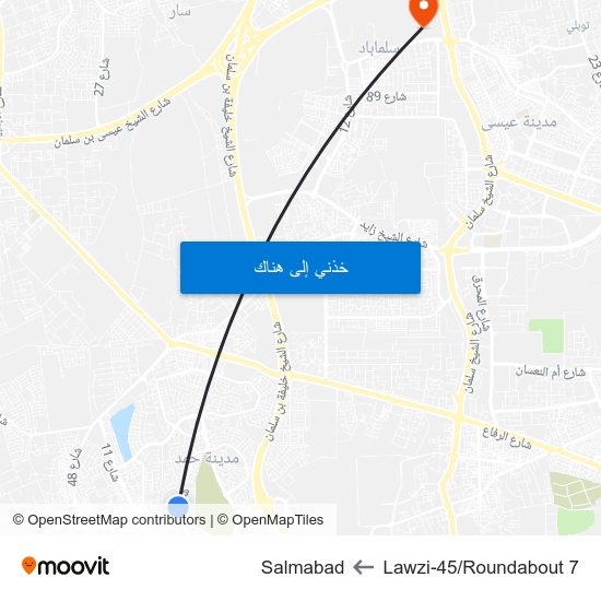 Lawzi-45/Roundabout 7 to Salmabad map