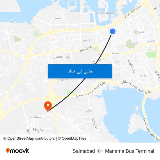 Manama Bus Terminal to Salmabad map