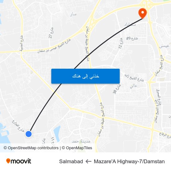 Mazare'A Highway-7/Damstan to Salmabad map