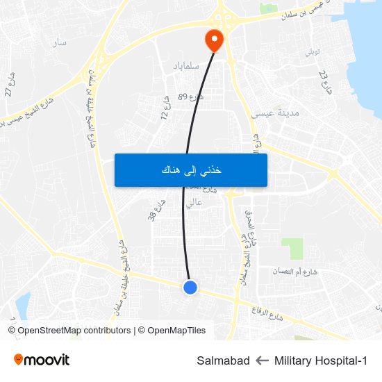 Military Hospital-1 to Salmabad map