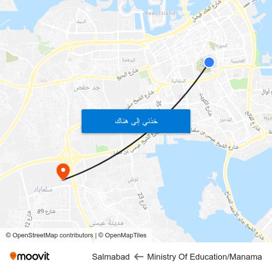 Ministry Of Education/Manama to Salmabad map