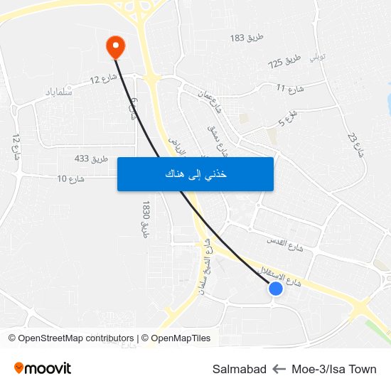 Moe-3/Isa Town to Salmabad map