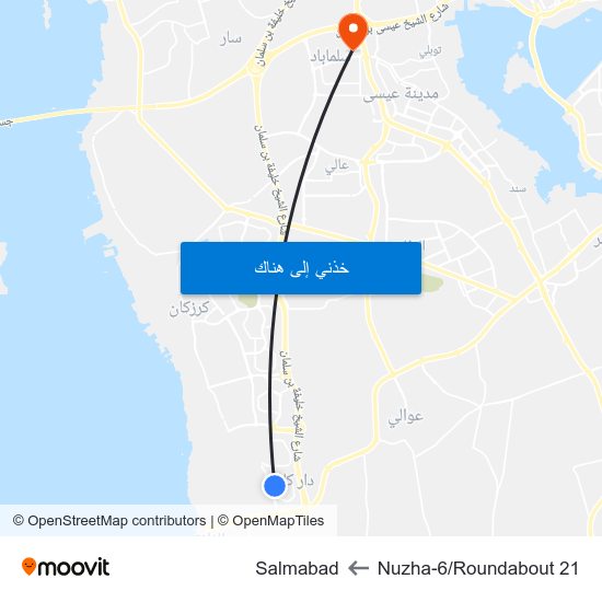 Nuzha-6/Roundabout 21 to Salmabad map